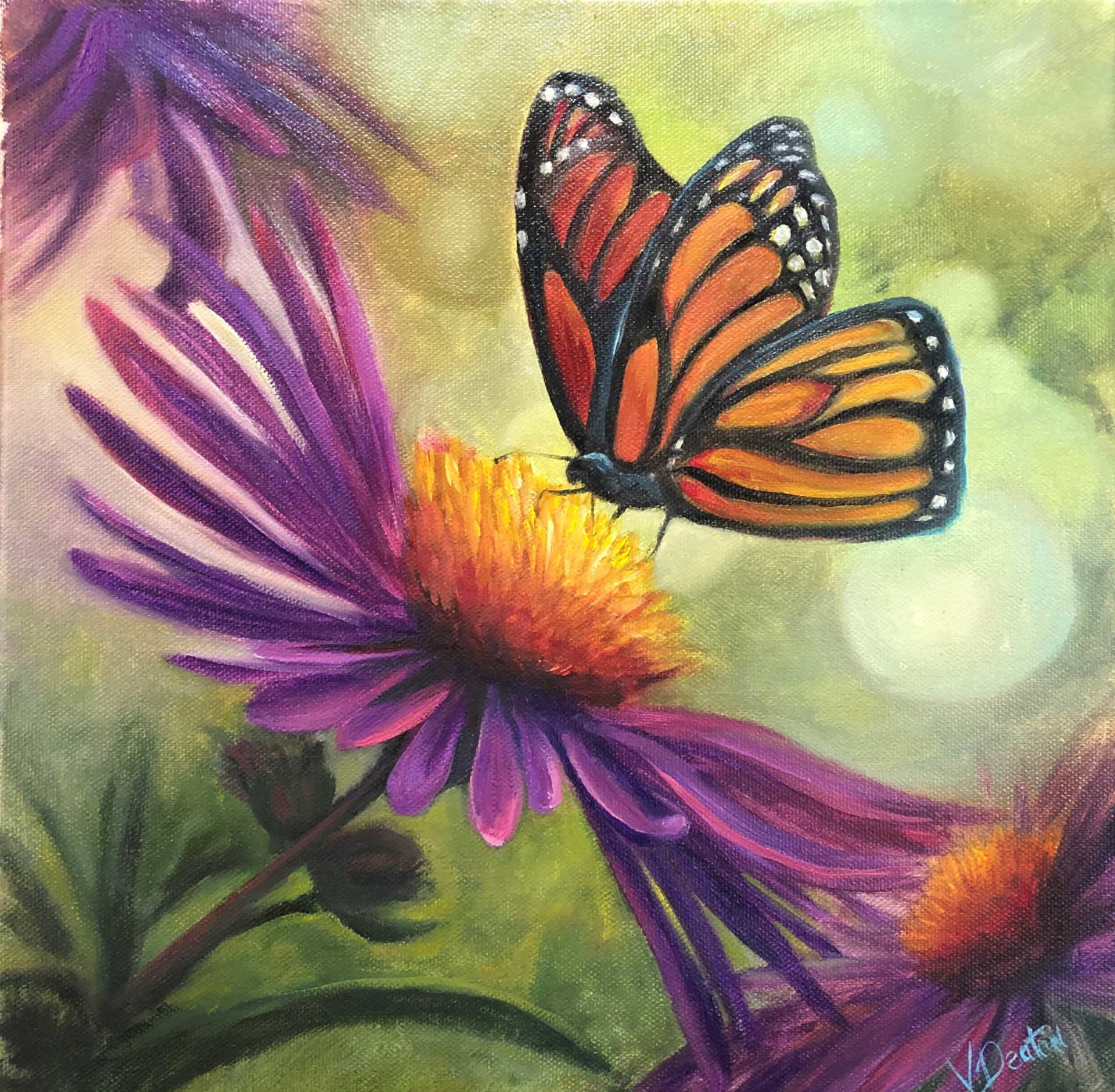 Butterfly Kiss 12 x 12 Oil Painting by Virginia Deaton